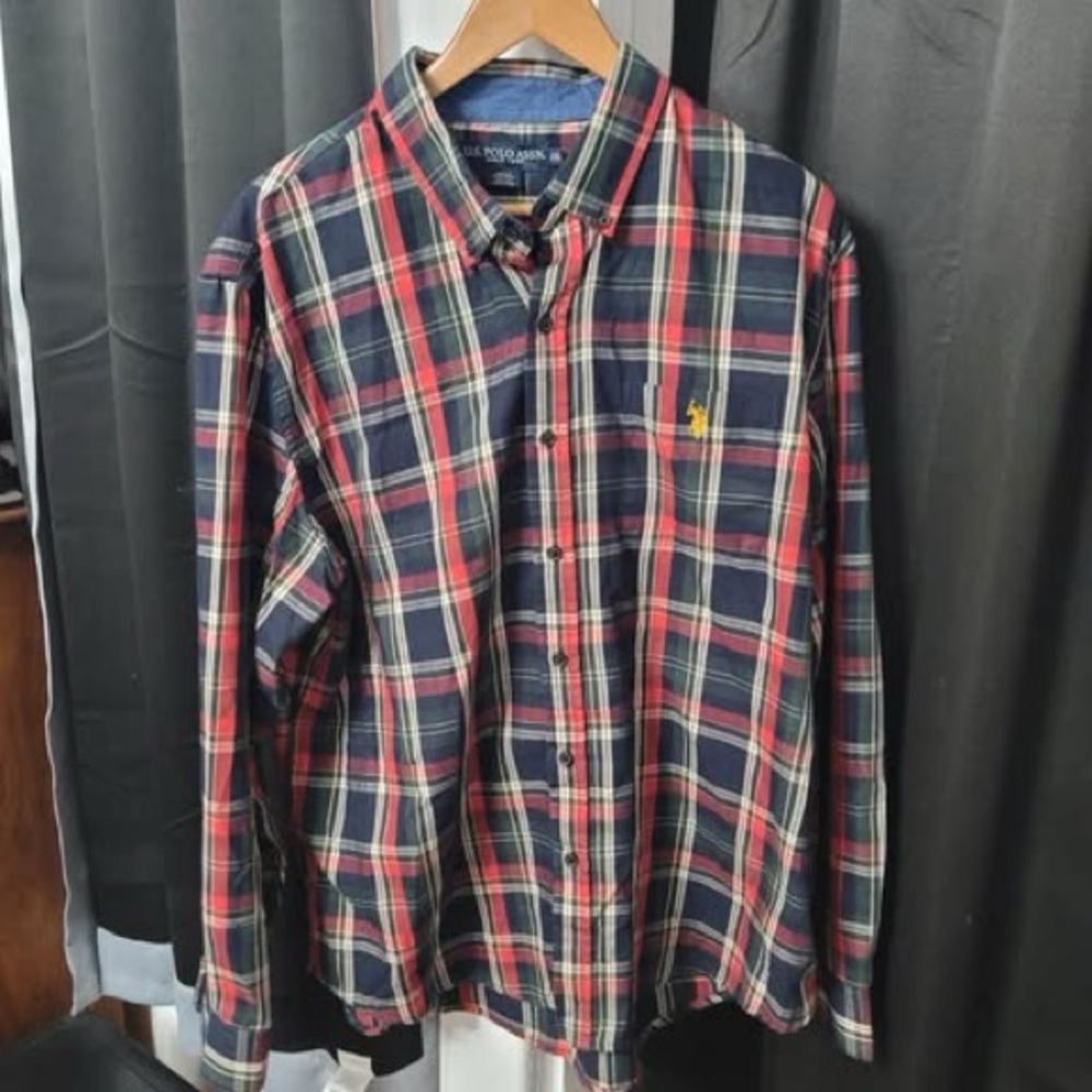 U.S. Polo Assn. Red & Navy Plaid Button-Down Shirt